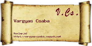 Vargyas Csaba névjegykártya